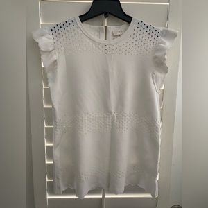 Ted Baker eyelet cut out knit sweater ruffle sleeve top